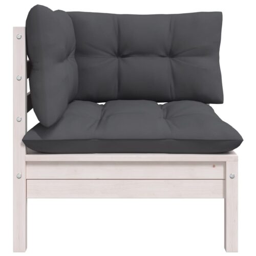 2-Seater Garden Sofa with Cushions White Solid Pinewood - Image 3