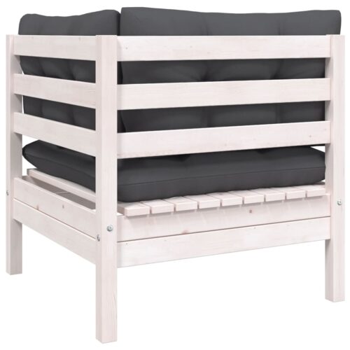 2-Seater Garden Sofa with Cushions White Solid Pinewood - Image 4