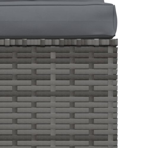 Garden Middle Sofa with Cushions Grey Poly Rattan - Image 6