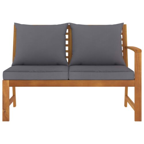 Garden Bench 114.5cm with Dark Grey Cushion Solid Acacia Wood - Image 2