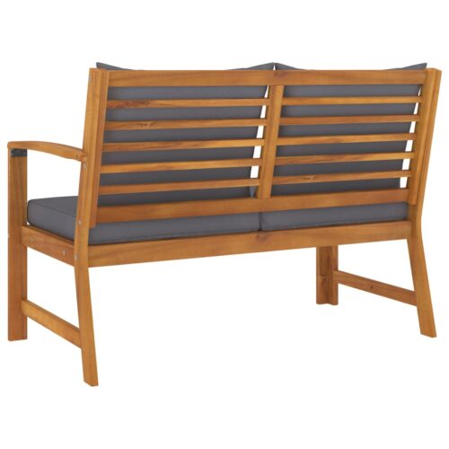 Garden Bench 114.5cm with Dark Grey Cushion Solid Acacia Wood - Image 5