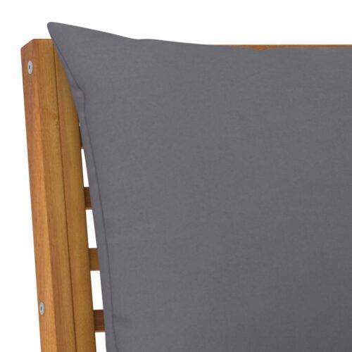 Garden Bench 114.5cm with Dark Grey Cushion Solid Acacia Wood - Image 6