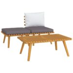 3-Piece Garden Lounge Set with Cushions Solid Acacia Wood