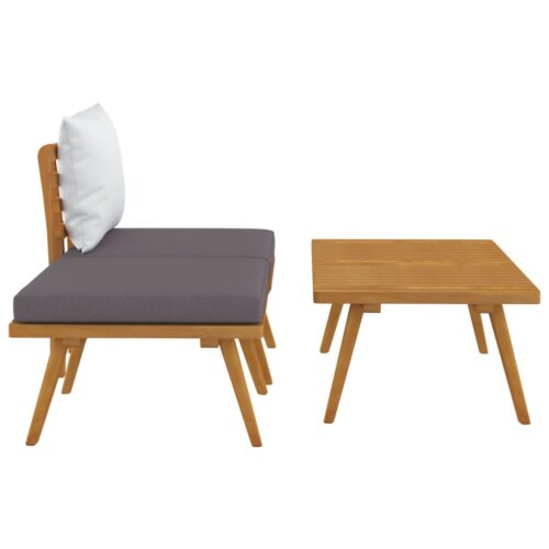 3-Piece Garden Lounge Set with Cushions Solid Acacia Wood - Image 4