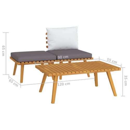 3-Piece Garden Lounge Set with Cushions Solid Acacia Wood - Image 7