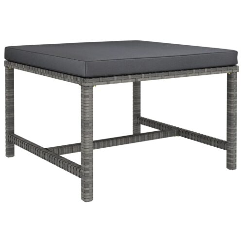 Sectional Footrest with Cushion Grey Poly Rattan - Image 2