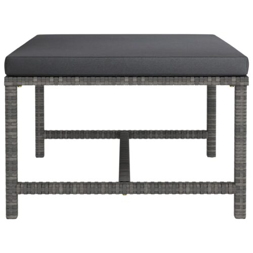 Sectional Footrest with Cushion Grey Poly Rattan - Image 3
