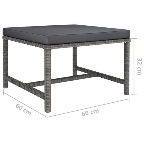 Sectional Footrest with Cushion Grey Poly Rattan - Image 4
