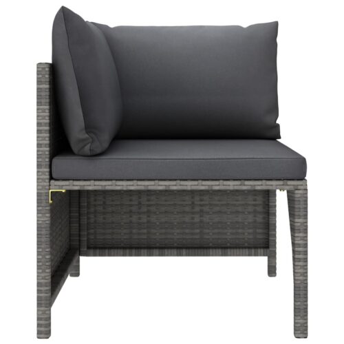 4-Seater Garden Sofa with Cushions Grey Poly Rattan - Image 6