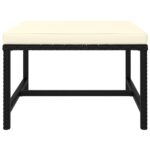 Sectional Footrest with Cushion Black Poly Rattan