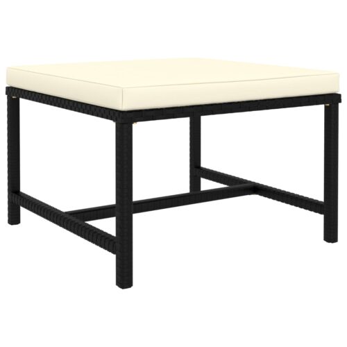 Sectional Footrest with Cushion Black Poly Rattan - Image 2