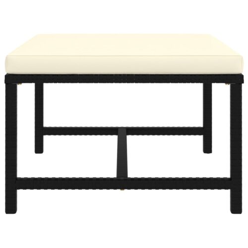 Sectional Footrest with Cushion Black Poly Rattan - Image 3