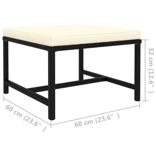 Sectional Footrest with Cushion Black Poly Rattan - Image 4