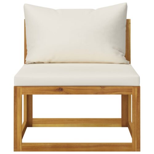 2-Piece Sofa Set with Cream White Cushions Solid Acacia Wood - Image 3
