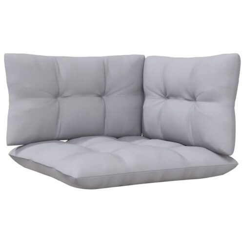 3-Piece Garden Lounge Set with Grey Cushions Solid Pinewood - Image 6