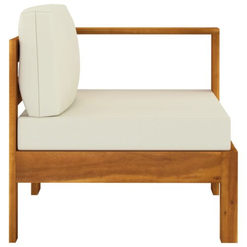 Middle Sofa with 1 Armrest Cream White Solid Acacia Wood - Image 3