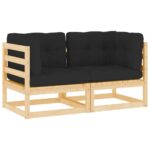 Garden Corner Sofas 2pcs with Cushions Solid Pinewood
