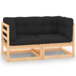 Garden Corner Sofas with Cushions 2pcs Solid Wood Pine