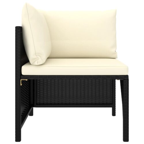 5-Piece Garden Sofa Set with Cushions Black Poly Rattan - Image 4