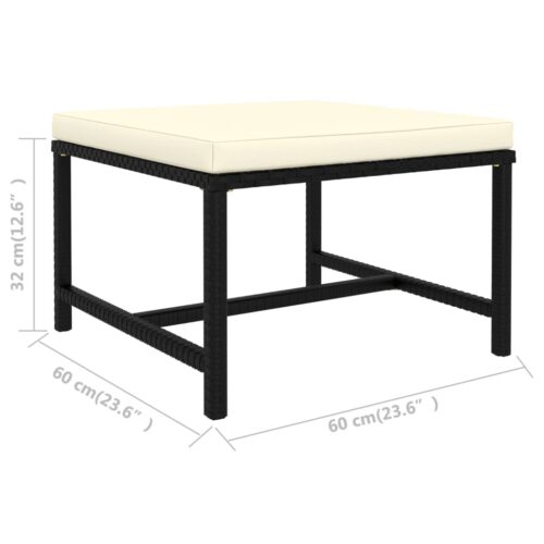 5-Piece Garden Sofa Set with Cushions Black Poly Rattan - Image 11