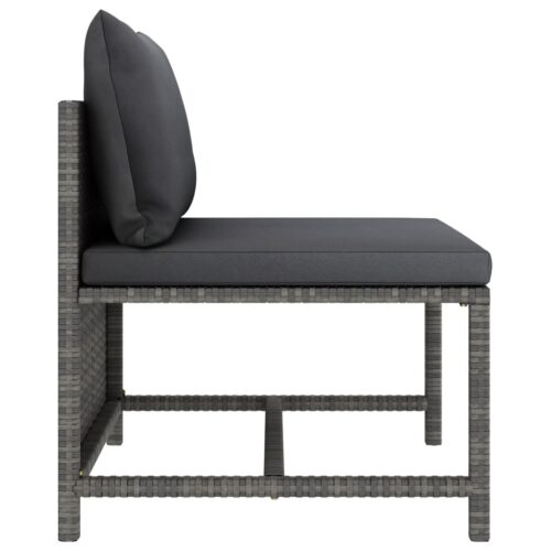 5-Piece Garden Sofa Set with Cushions Grey Poly Rattan - Image 9