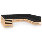 11-Piece Garden Lounge Set with Anthracite Cushions Pine Wood Outdoor Patio Furniture