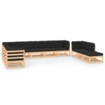 11-Piece Garden Lounge Set with Anthracite Cushions Pine Wood Outdoor Patio Furniture