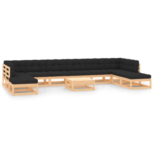 11-Piece Garden Lounge Set with Anthracite Cushions Pine Wood Outdoor Patio Furniture