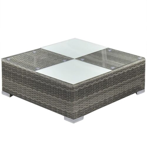 5-Piece Garden Lounge Set with Cushions Poly Rattan Wicker Outdoor Patio Furniture Grey - Image 7