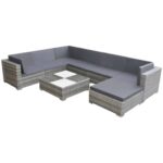8-Piece Garden Lounge Set with Cushions Poly Rattan Wicker Outdoor Patio Furniture Grey