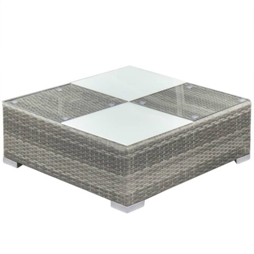 8-Piece Garden Lounge Set with Cushions Poly Rattan Wicker Outdoor Patio Furniture Grey - Image 4