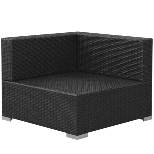 3-Piece Garden Lounge Set with Cushions Poly Rattan Wicker Outdoor Patio Furniture Black - Image 6