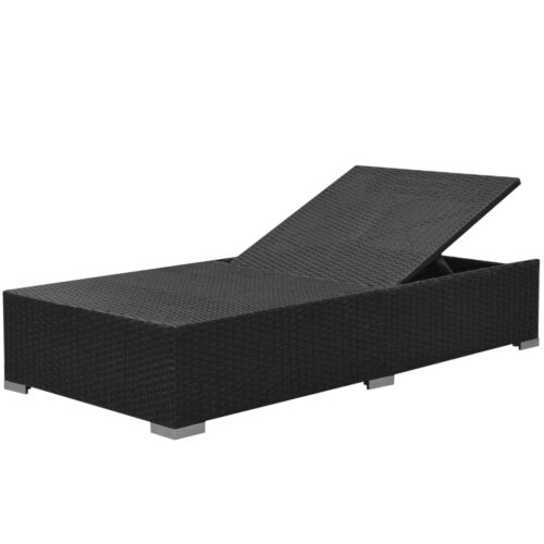 3-Piece Garden Lounge Set with Cushions Poly Rattan Wicker Outdoor Patio Furniture Black - Image 7