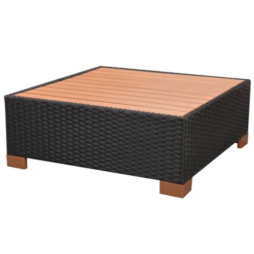 7-Piece Garden Lounge Set with Cushions Poly Rattan Wicker Outdoor Patio Furniture Black - Image 11