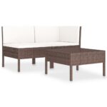 3-Piece Outdoor Sofa Set with Cushions Garden Patio Lounge Chairs Rattan Setting