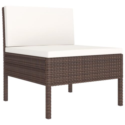 3-Piece Outdoor Sofa Set with Cushions Garden Patio Lounge Chairs Rattan Setting - Image 4