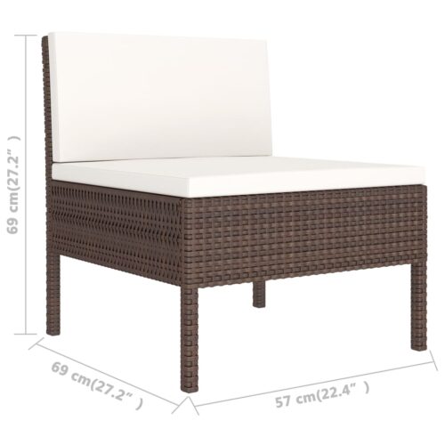 3-Piece Outdoor Sofa Set with Cushions Garden Patio Lounge Chairs Rattan Setting - Image 7