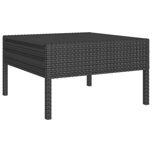 3-Piece Garden Lounge Set with Cushions Poly Rattan Wicker Outdoor Patio Furniture Black - Image 5