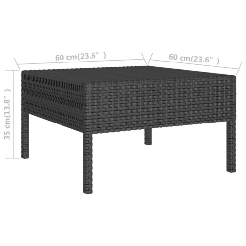 3-Piece Garden Lounge Set with Cushions Poly Rattan Wicker Outdoor Patio Furniture Black - Image 8