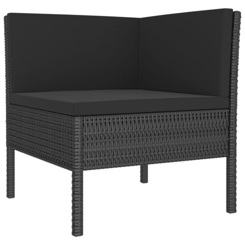 3-Piece Garden Lounge Set with Cushions Poly Rattan Wicker Outdoor Patio Furniture Black - Image 3