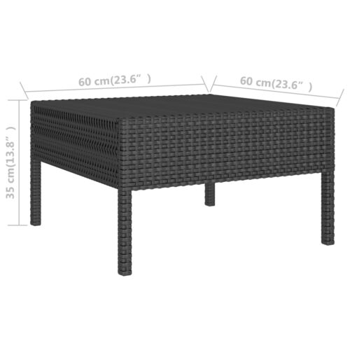 3-Piece Garden Lounge Set with Cushions Poly Rattan Wicker Outdoor Patio Furniture Black - Image 8