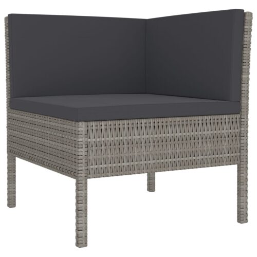 3-Piece Garden Lounge Set with Cushions Poly Rattan Wicker Outdoor Patio Furniture Black - Image 3