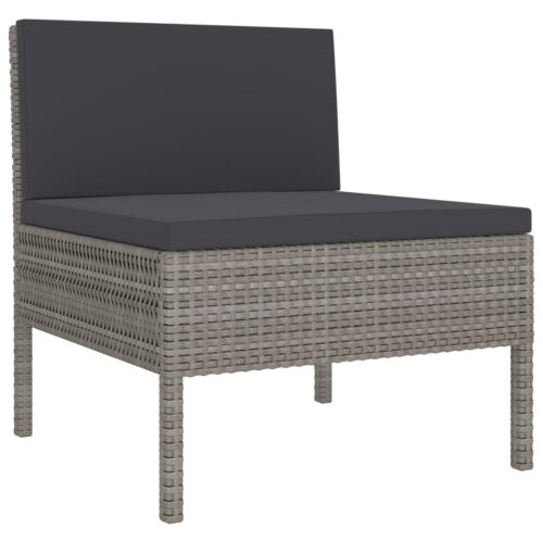 3-Piece Garden Lounge Set with Cushions Poly Rattan Wicker Outdoor Patio Furniture Black - Image 4