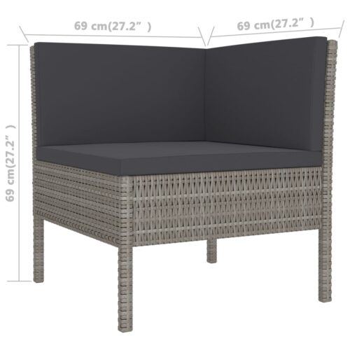 3-Piece Garden Lounge Set with Cushions Poly Rattan Wicker Outdoor Patio Furniture Black - Image 6