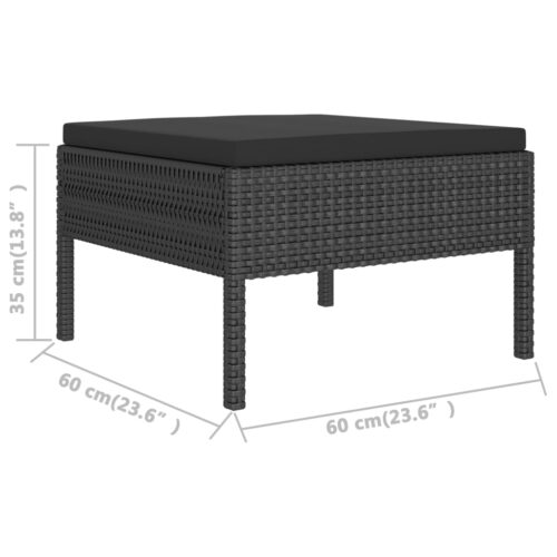 2-Piece Garden Lounge Set with Cushions Poly Rattan Wicker Outdoor Patio Furniture Black - Image 6