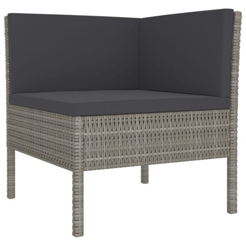 2-Piece Garden Lounge Set with Cushions Poly Rattan Wicker Outdoor Patio Furniture Grey - Image 3