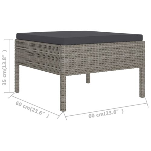 2-Piece Garden Lounge Set with Cushions Poly Rattan Wicker Outdoor Patio Furniture Grey - Image 6