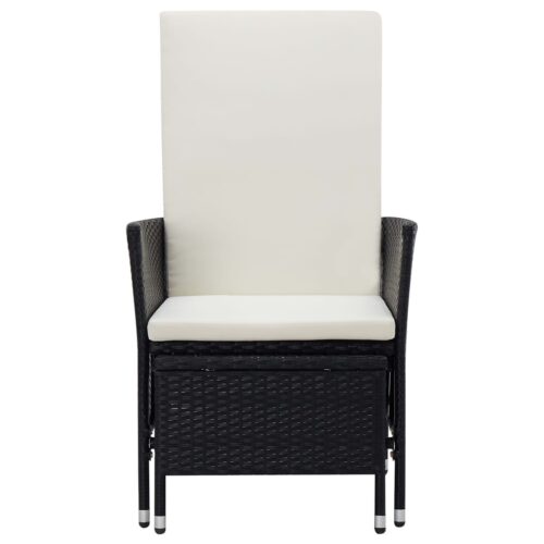 2-Piece Garden Lounge Set with Cushions Poly Rattan Wicker Outdoor Patio Furniture Black - Image 4