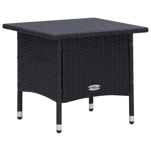 2-Piece Garden Lounge Set with Cushions Poly Rattan Wicker Outdoor Patio Furniture Black - Image 9