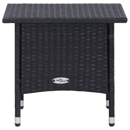 2-Piece Garden Lounge Set with Cushions Poly Rattan Wicker Outdoor Patio Furniture Black - Image 10